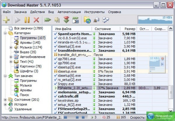 Программа 'Download Master 5.3.3.1089' скриншот.