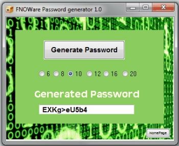 скриншот FNOWare Generate Password