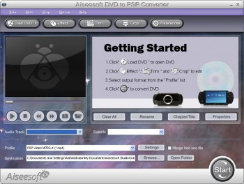 скриншот  Aiseesoft DVD to PSP Converter 