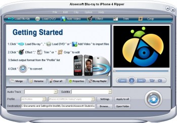 скриншот Aiseesoft Blu-ray to iPhone 4 Ripper 