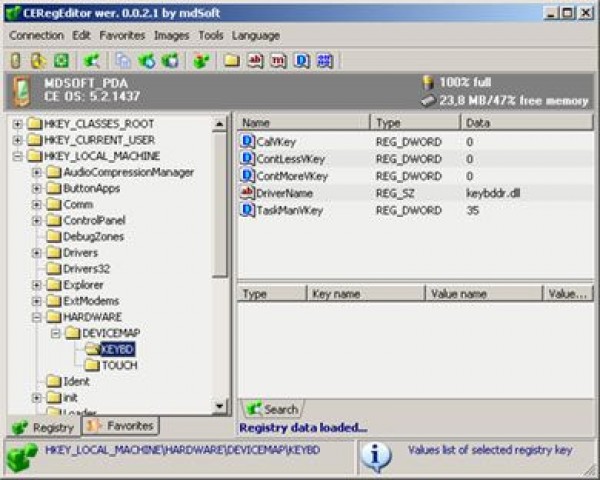 Редактор реестра для любого КПК под управлением Windows CE, PocketPC